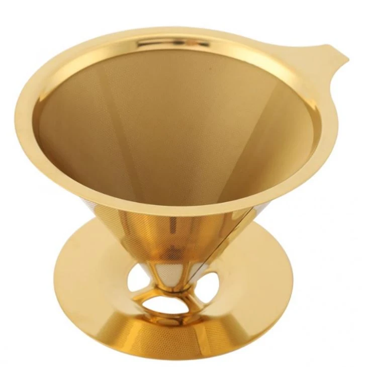 Gold Edelstahl Kaffeefilterhalter Metallgitter Trichterkörbe Kaffeetropffilter